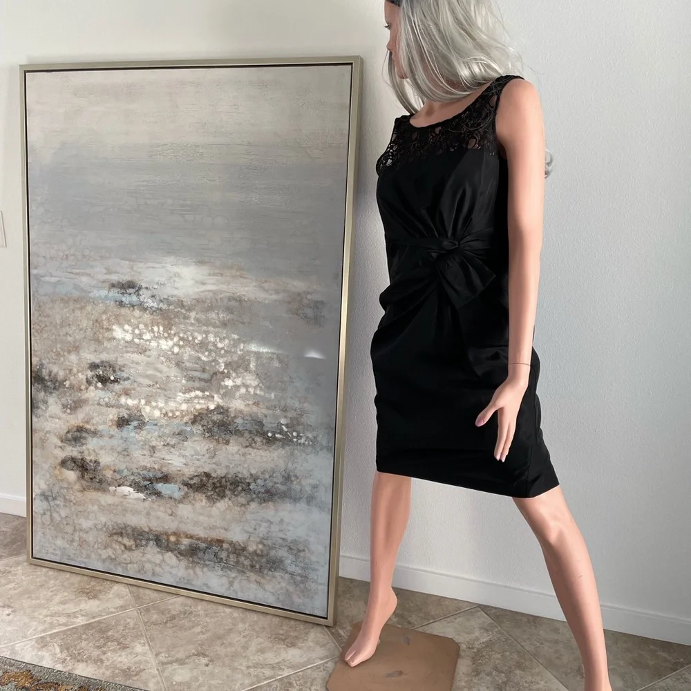 ANNE KLEIN Chic LACE Trimmed BOW Front DRESS Sz 10 - Picture 14 of 15